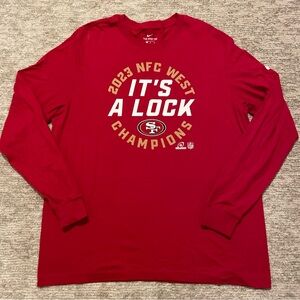 Nike San Francisco 49ers Long Sleeve Shirt Men's XL Red 2023 NFC West Champions